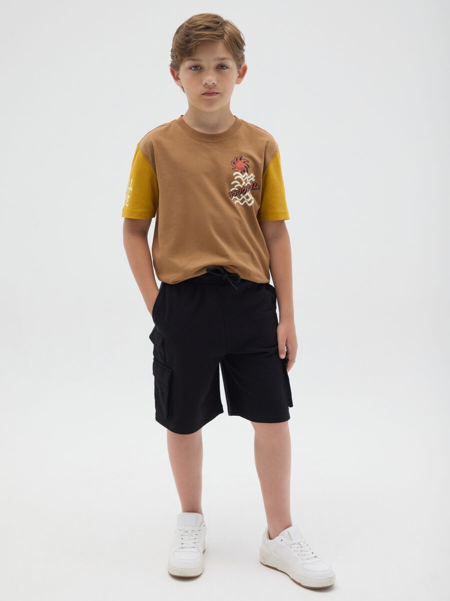 Black Cargo Shorts in Pure Cotton OVS Kids_0