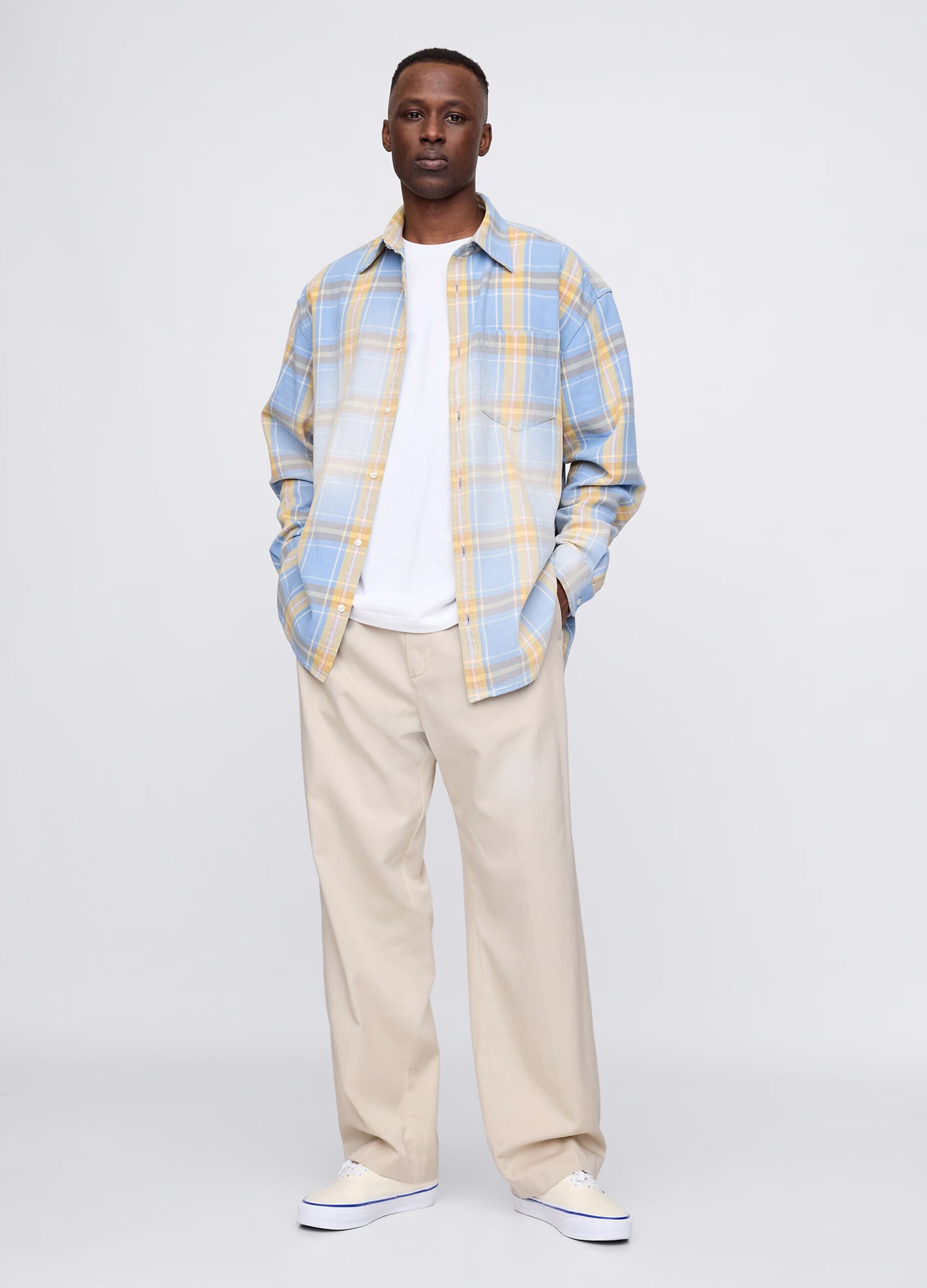Beige wide-leg trousers in Lyocell and cotton