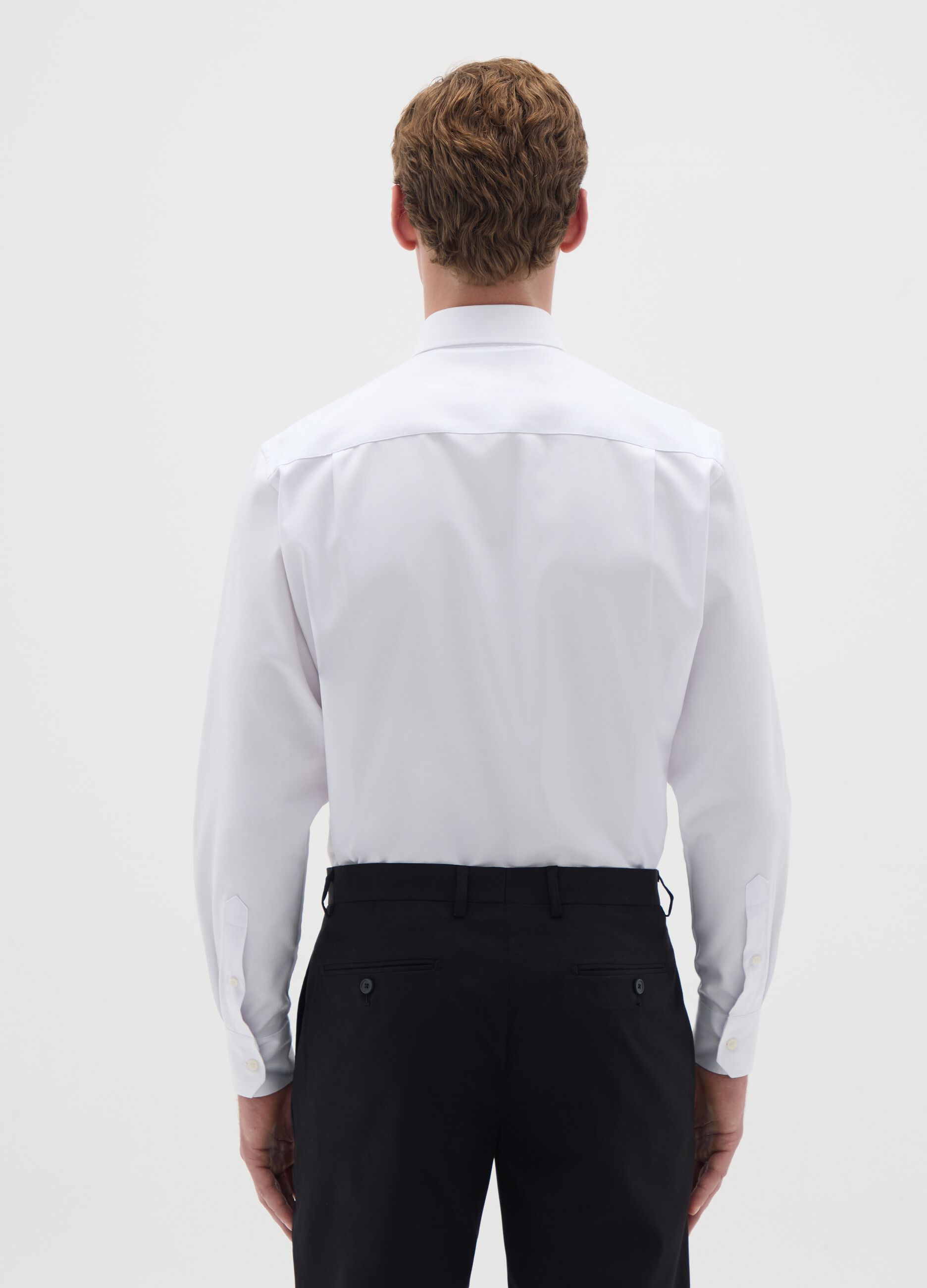 Men's white pure cotton easy iron shirt