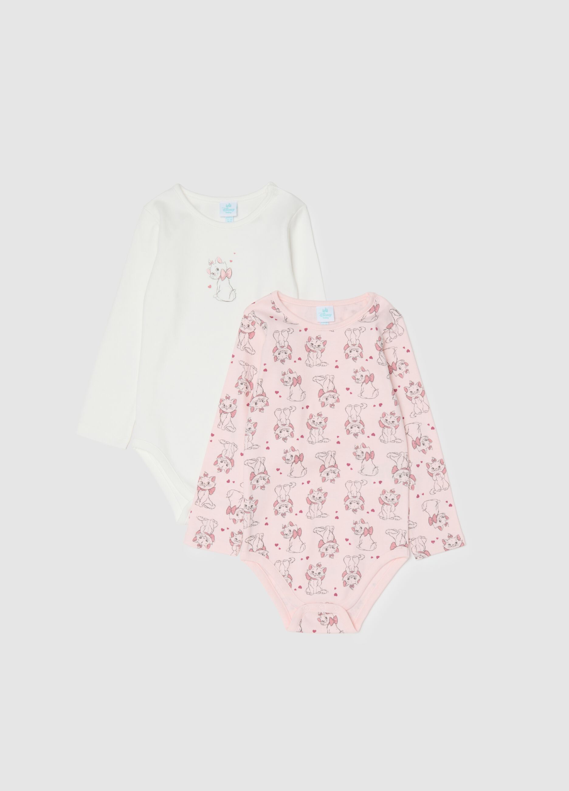 Multi-coloured pure cotton baby bodysuit twin pack