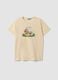 Beige pure cotton regular-fit T-shirt with cute animal print_4