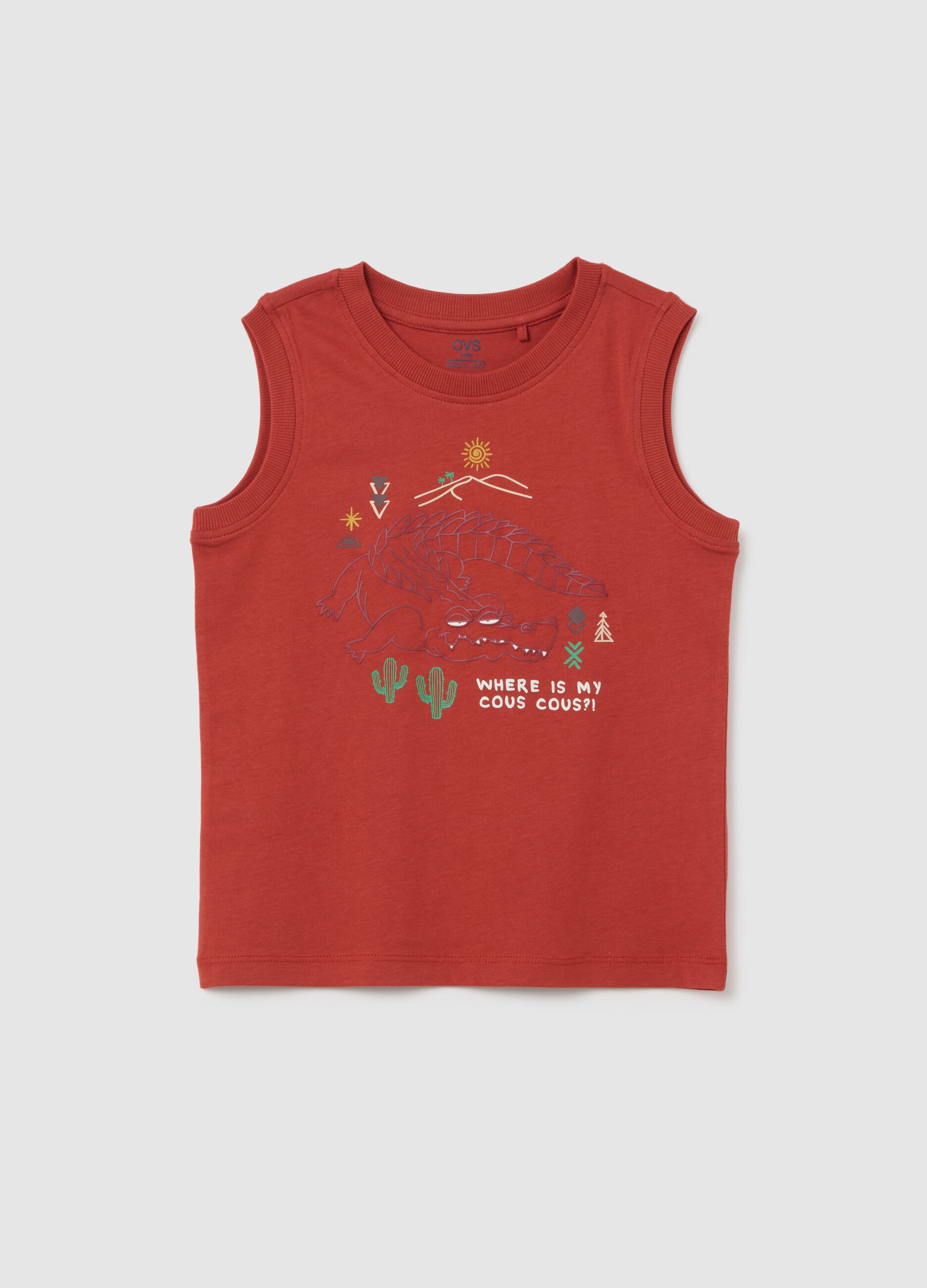 Canotta da bambino in puro cotone rossa regular fit