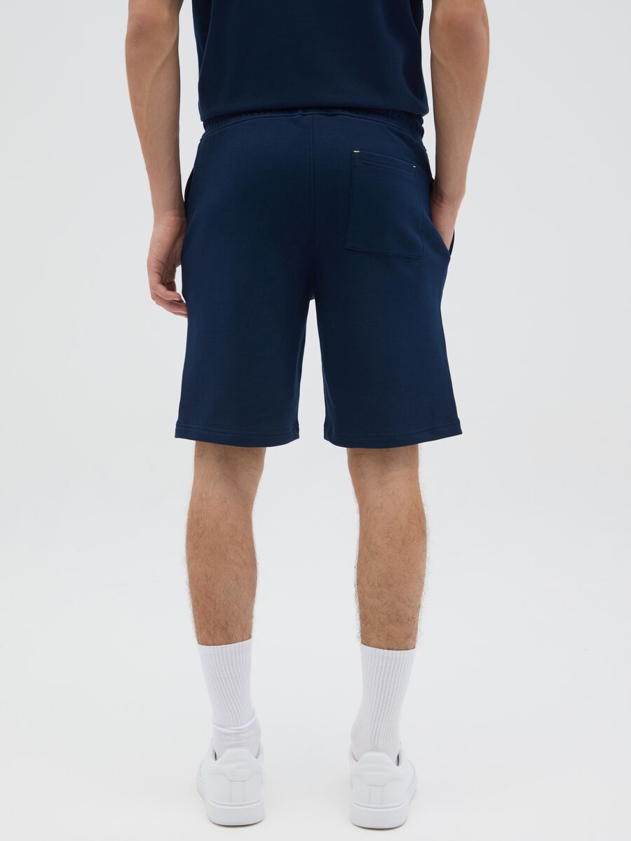 Men's dark blue cotton blend shorts regular fit_3