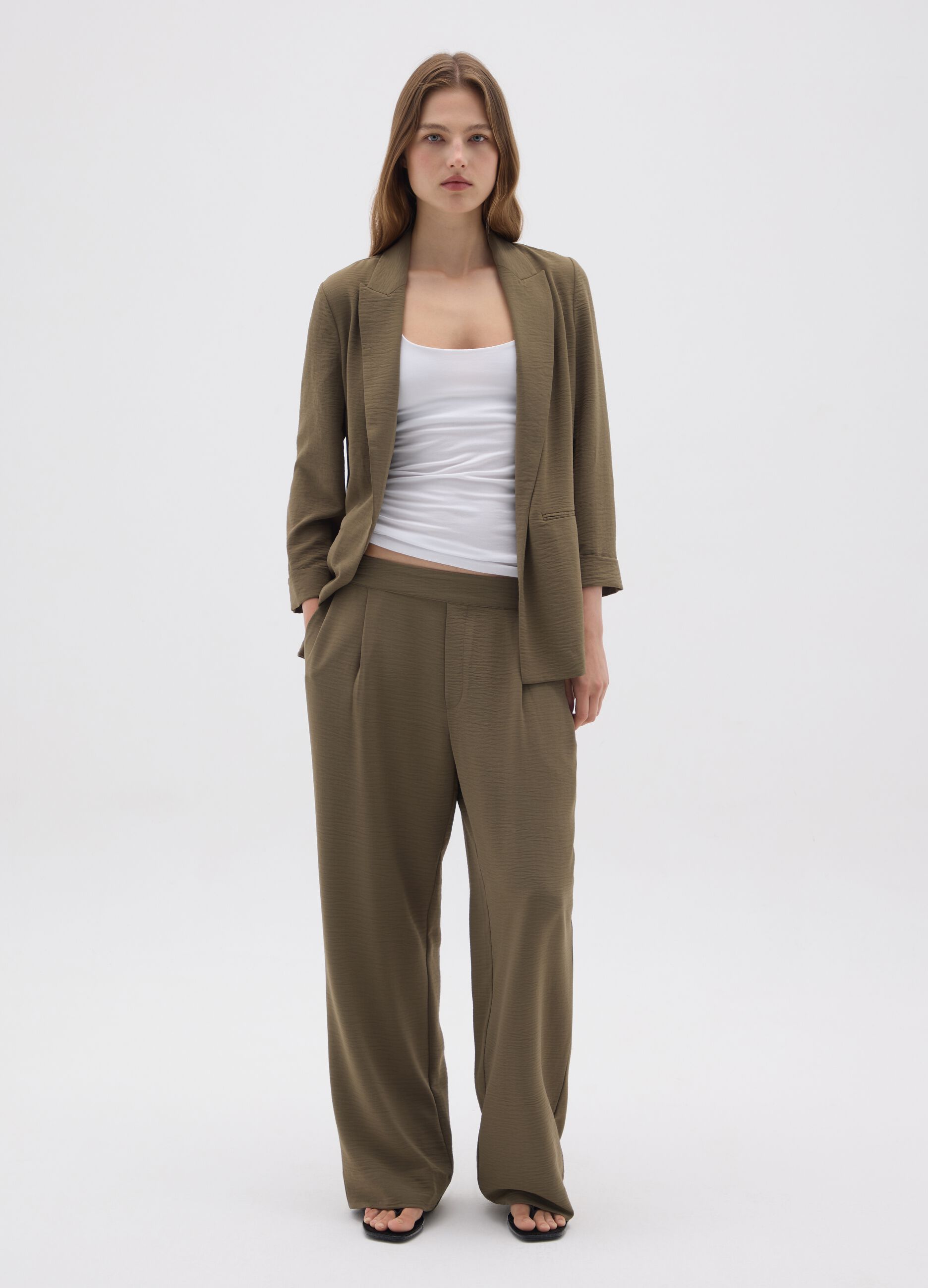 Women's Wide Green Trousers