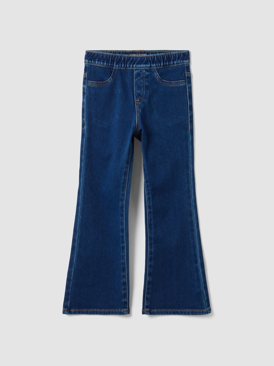 Jeggings blu flare fit in cotone elasticizzato per bambina_0