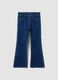 Blue flare-fit stretchy cotton jeggings for girls_0