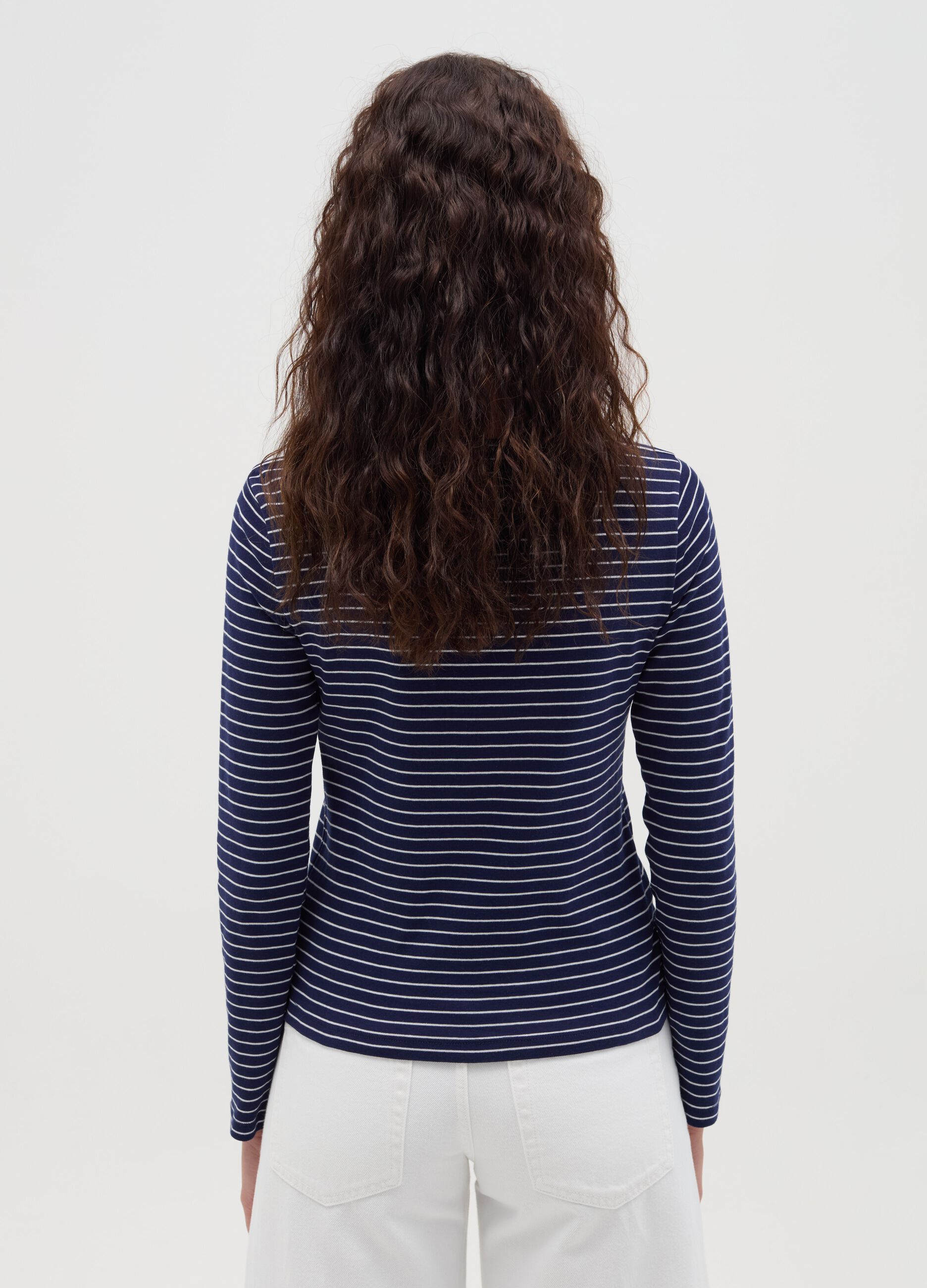 Striped T-shirt with boat neck