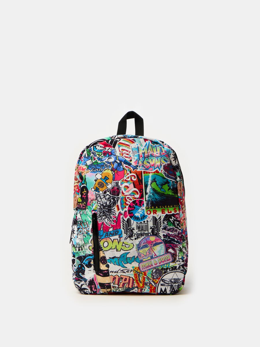 Oval backpack with graffiti print_0