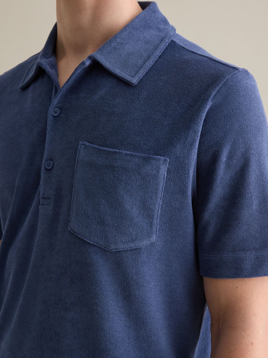 Blue short sleeve cotton blend polo_2
