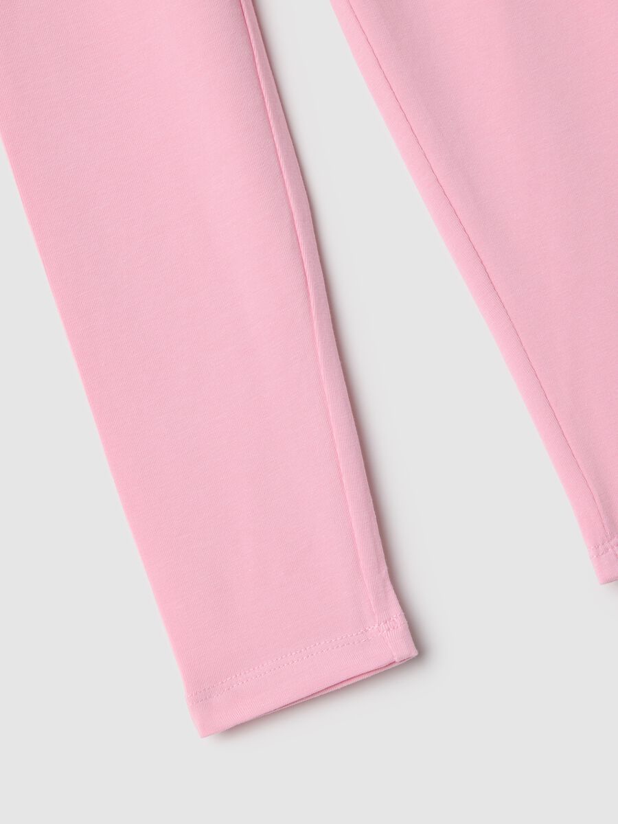 Girls' pink stretch cotton slim-fit leggings_3