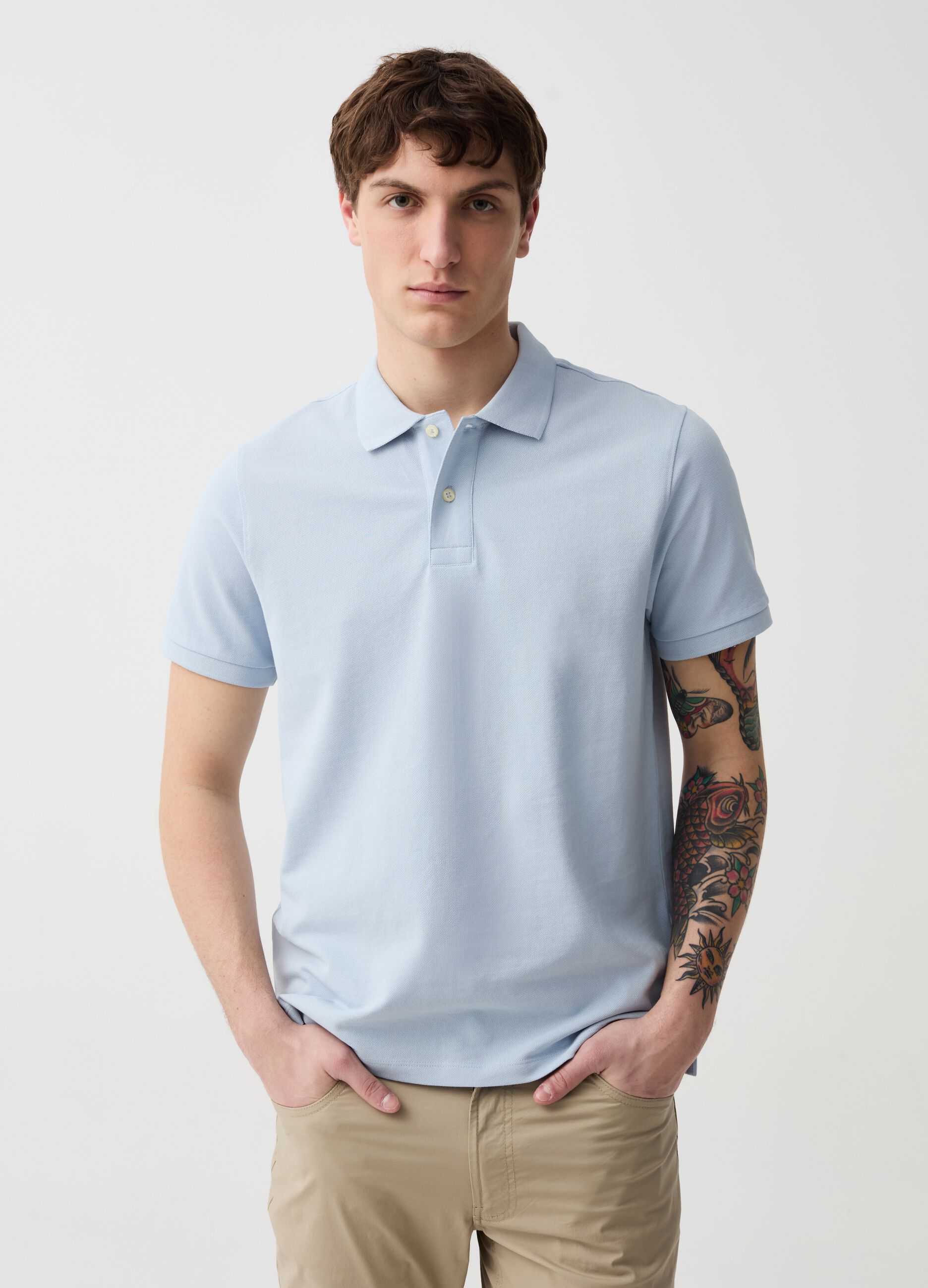 Organic cotton pique polo shirt