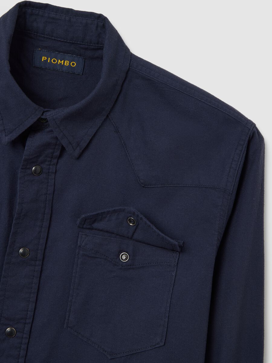 Pure cotton blue flannel shirt regular fit_1
