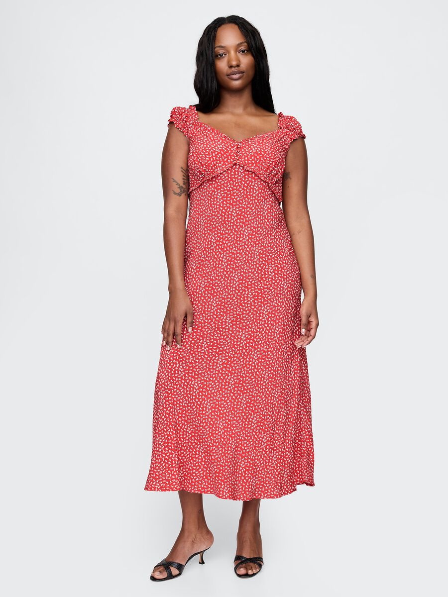 Sleeveless dress with floral pattern_0
