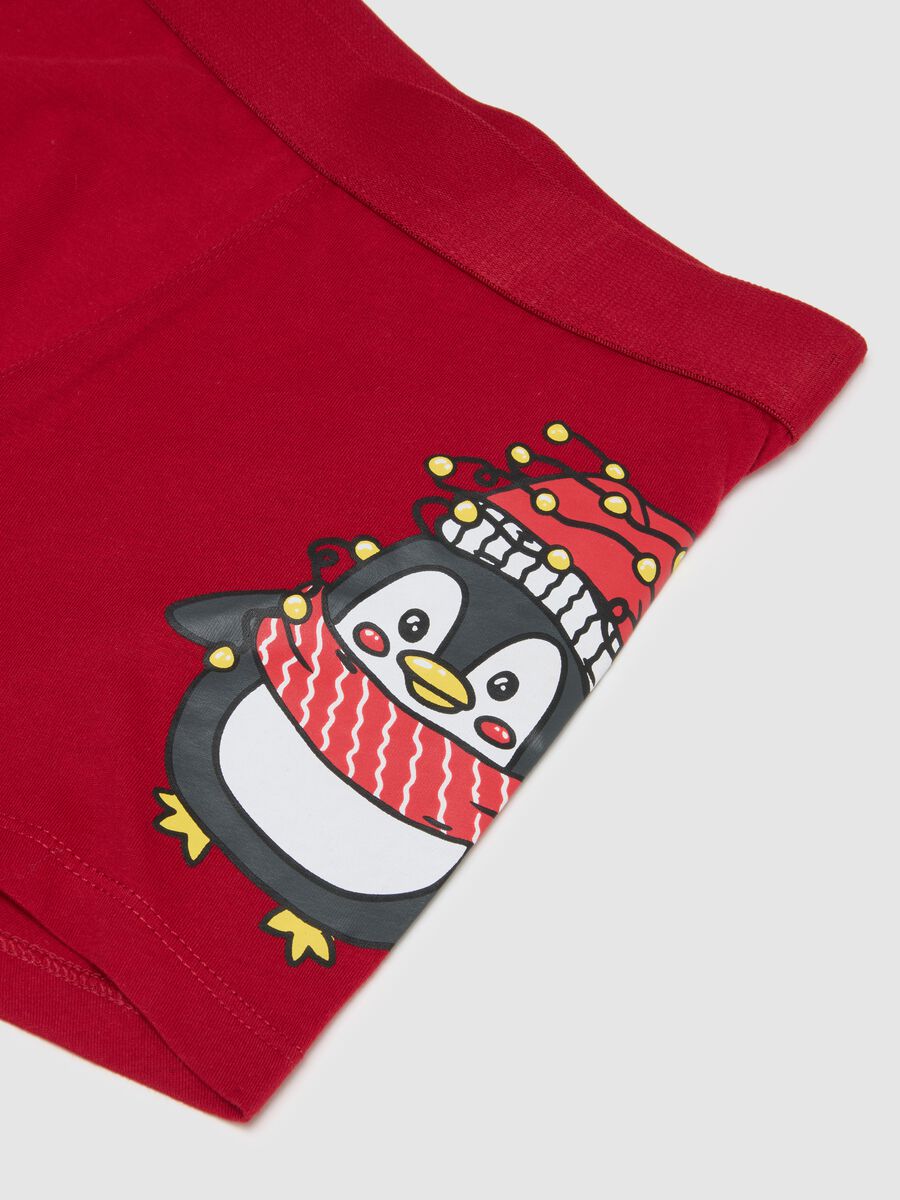 Red Christmas boxers in pure cotton with regular fit and print_1