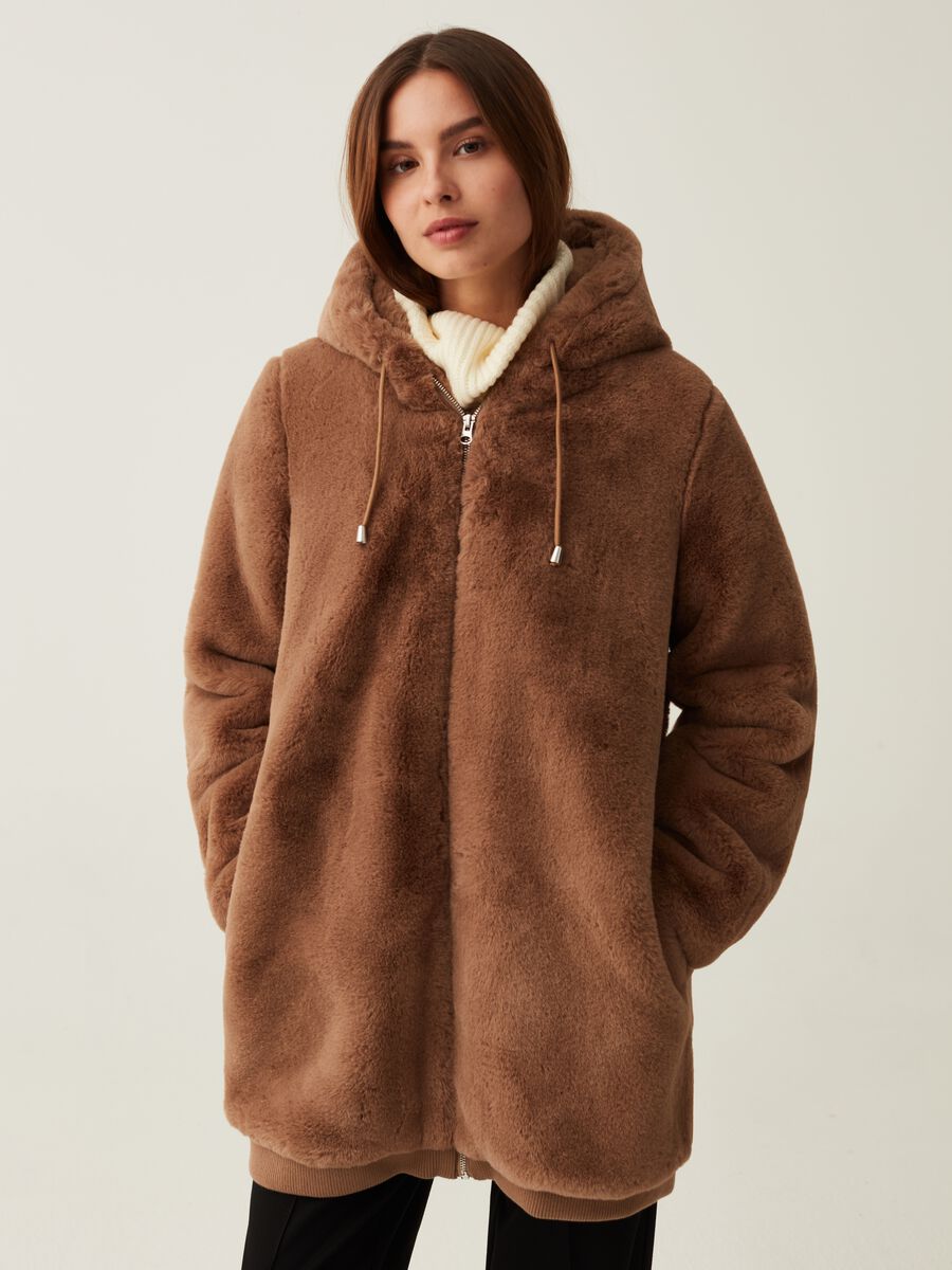 Cappotto teddy full-zip con cappuccio_1