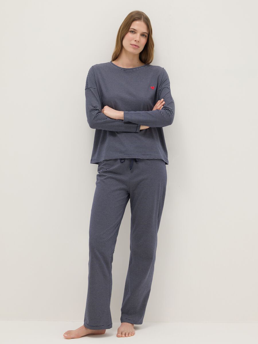 Multicolour striped pure cotton regular fit pyjama trousers_0