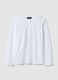 White cotton blend regular fit shirt with mandarin collar_4