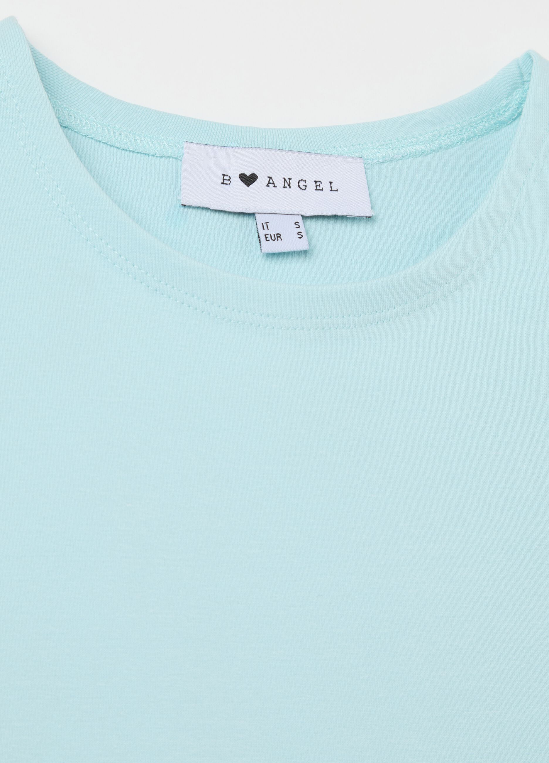 Women's light blue fitted vest top in stretch cotton