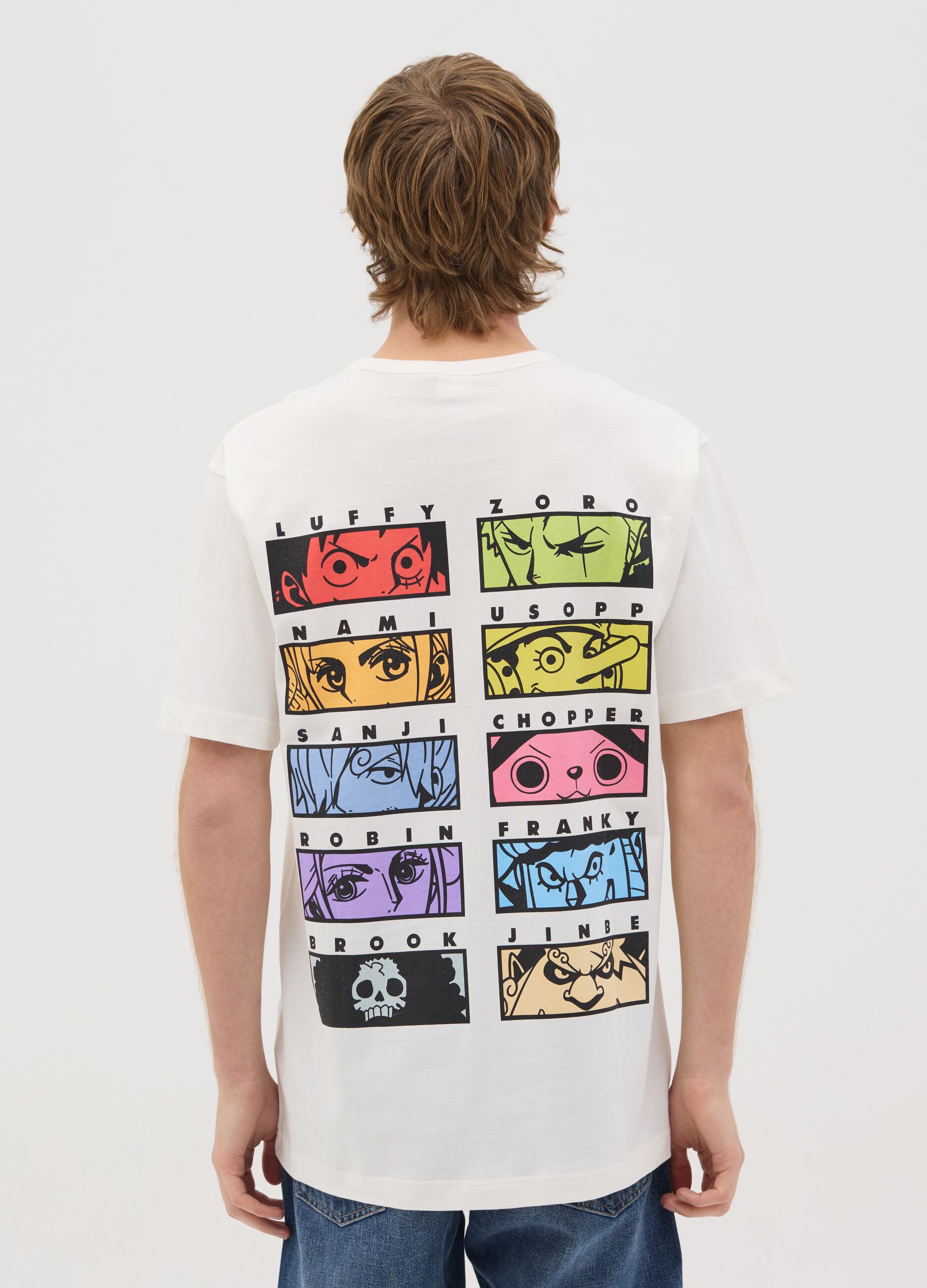 White T-shirt with One Piece print