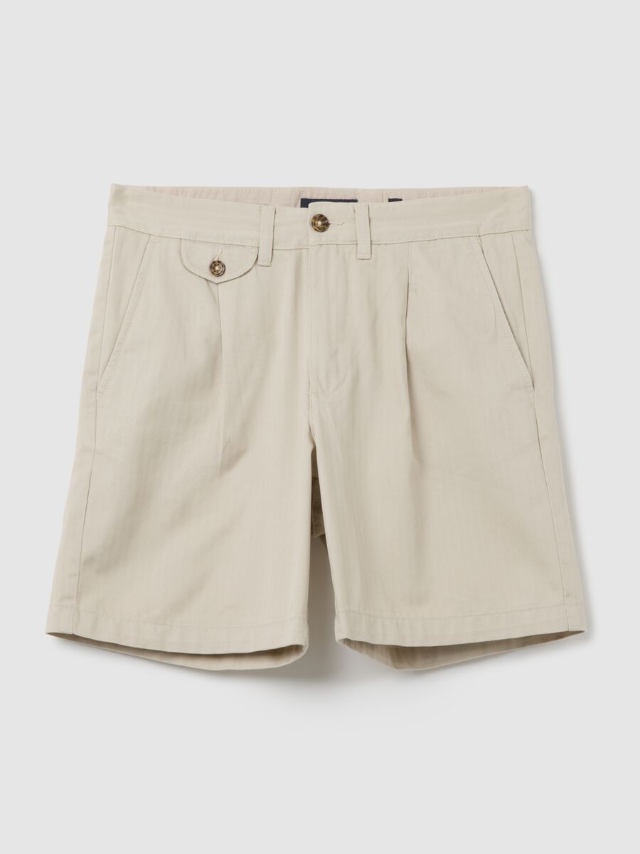 Beige Cotton Bermuda Shorts Piombo_0