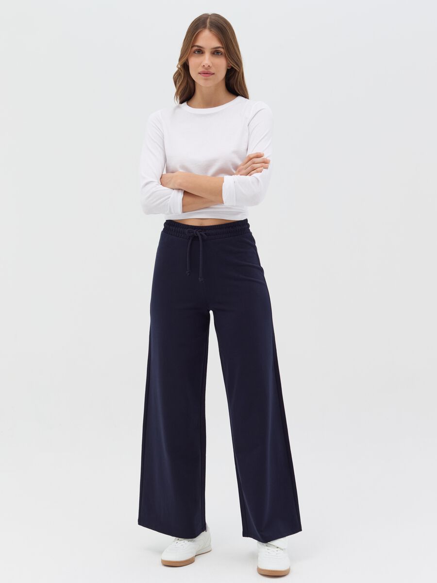 Wide-leg joggers in fleece_0