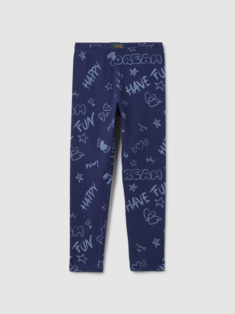 Girls' blue stretch cotton leggings_0