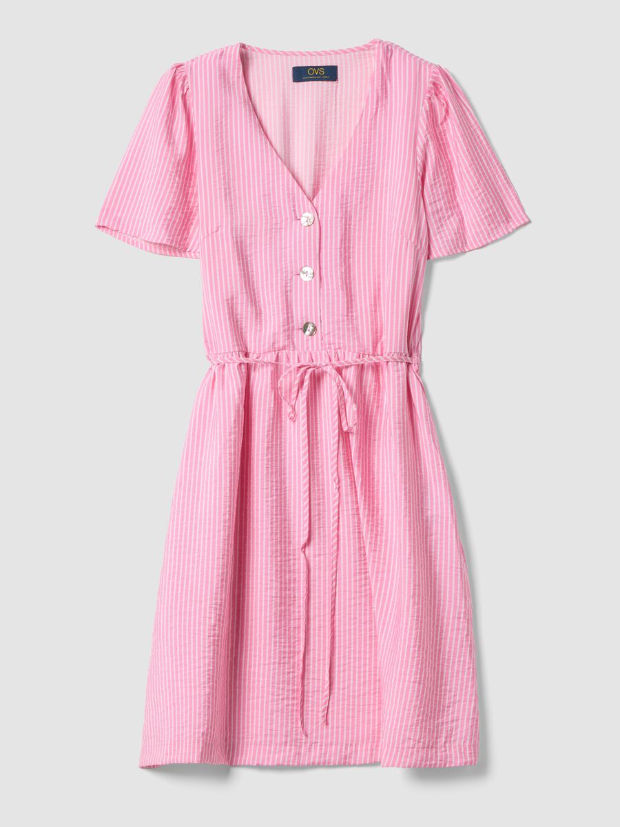 Pink striped viscose-blend dress_0