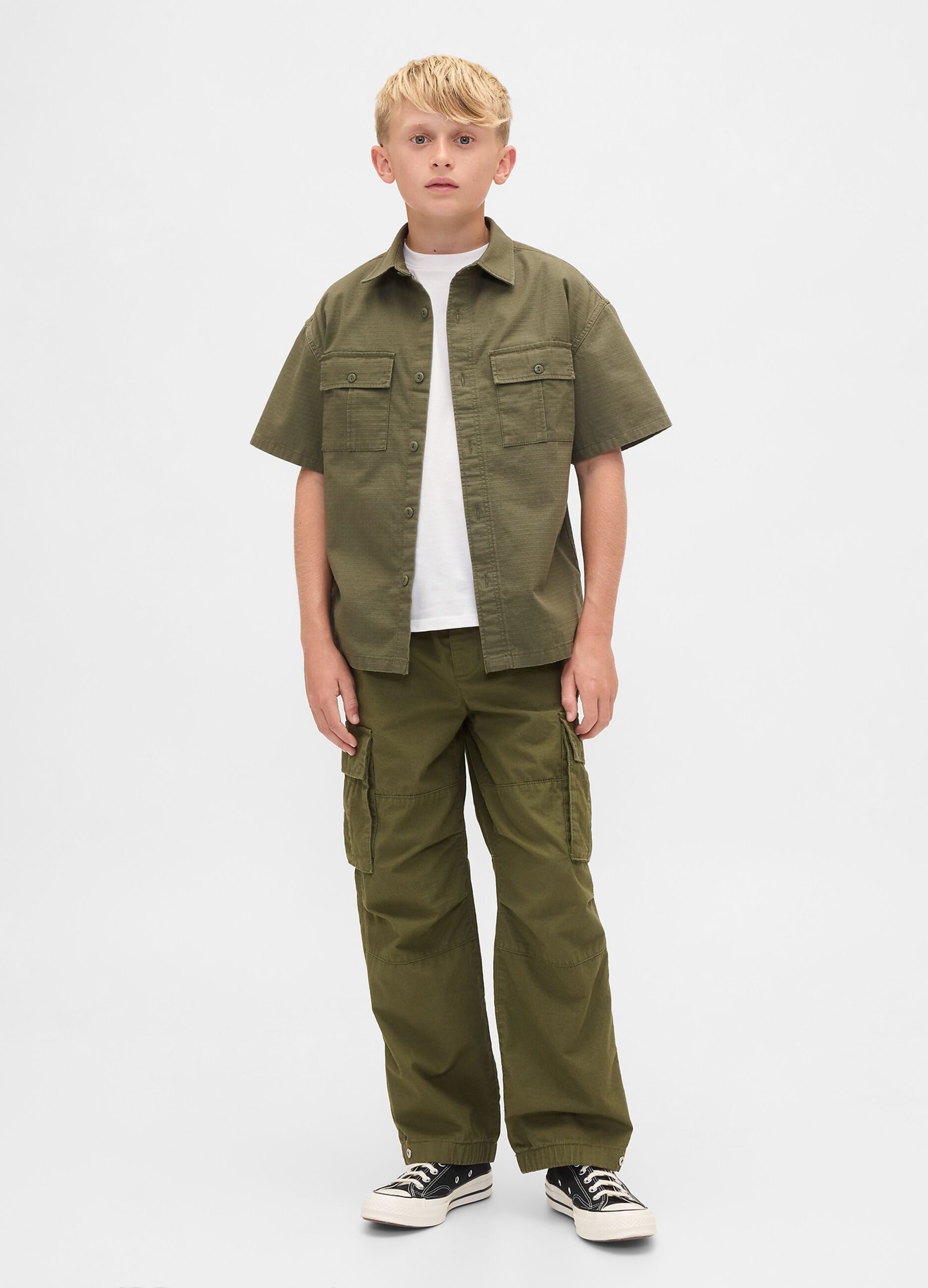 Green cargo trousers for boys