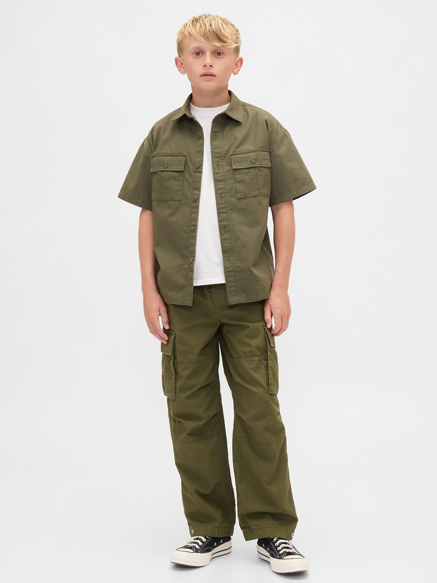 Green cargo trousers for boys_0