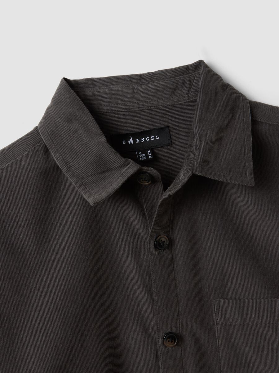Camicia popeline grigio antracite in puro cotone over fit cropped_1
