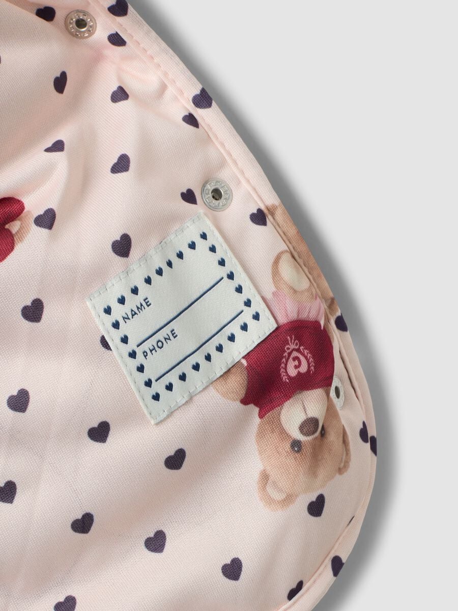 Blue padded hooded jacket with heart print for baby girl_3