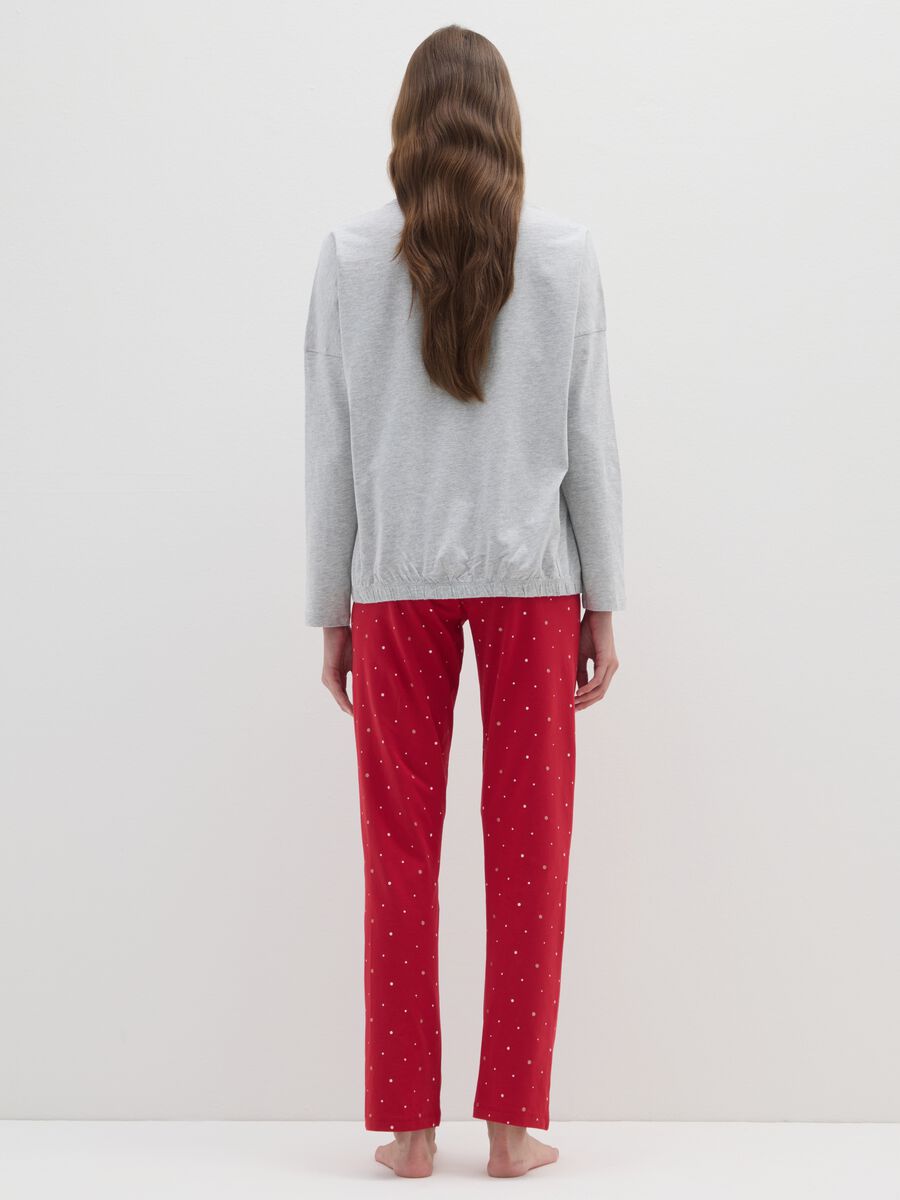 Multicolour polka dot pyjamas in regular fit cotton blend with print_2