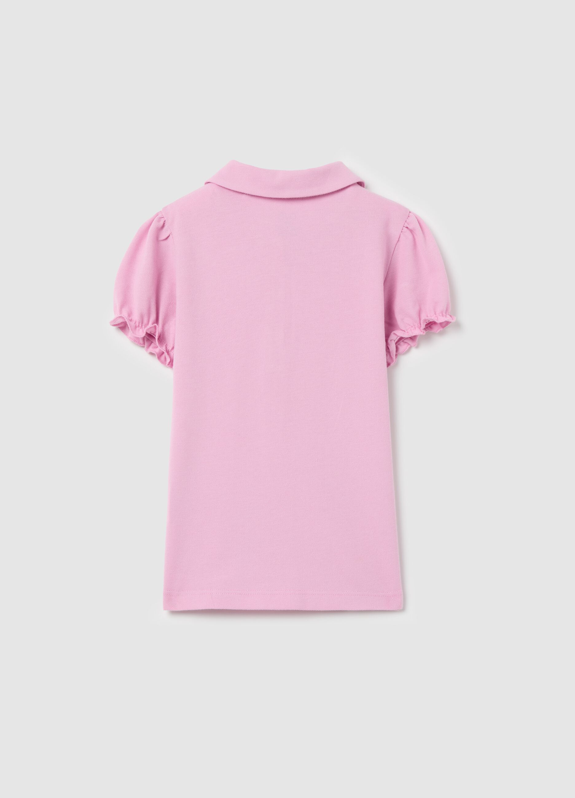 Polo shirt in piquet with puff sleeves