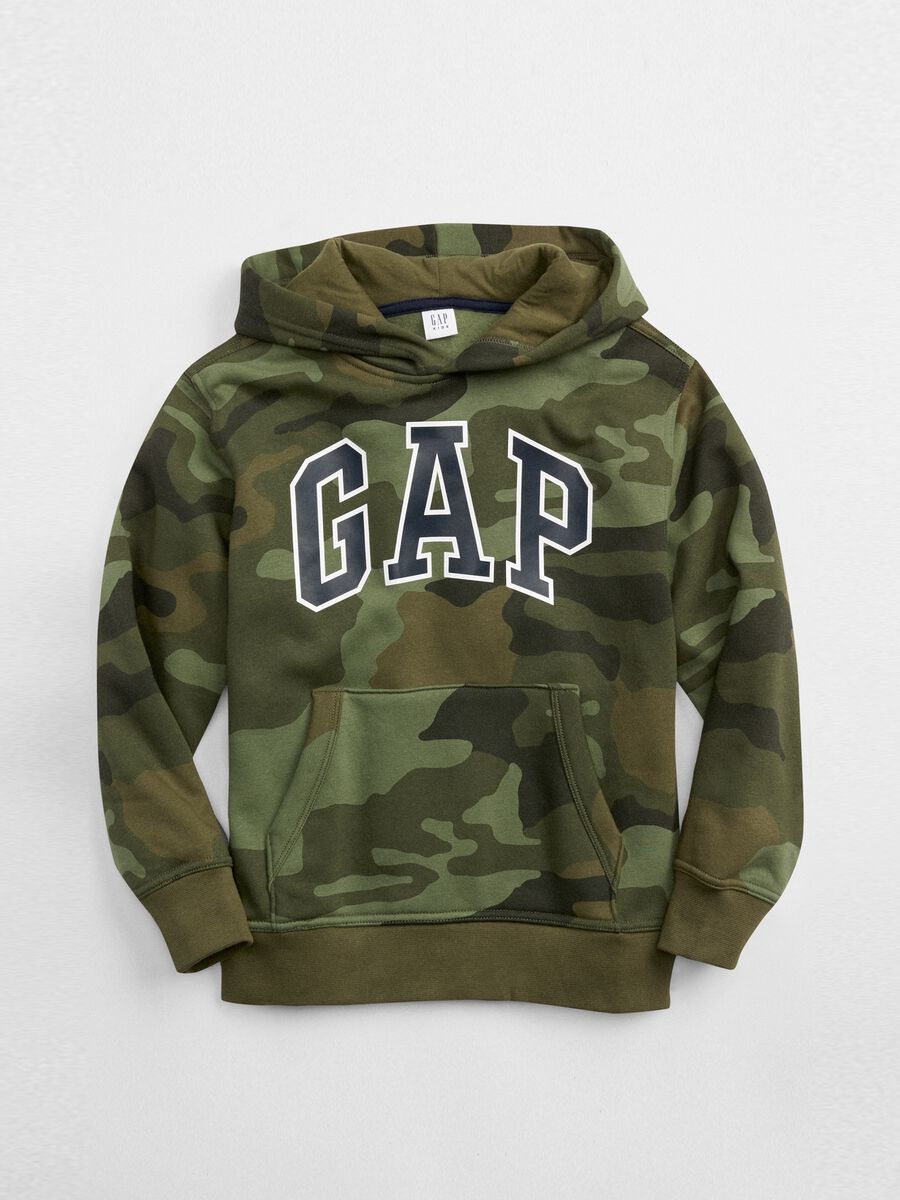 Camouflage sweatshirt with hood and logo_0