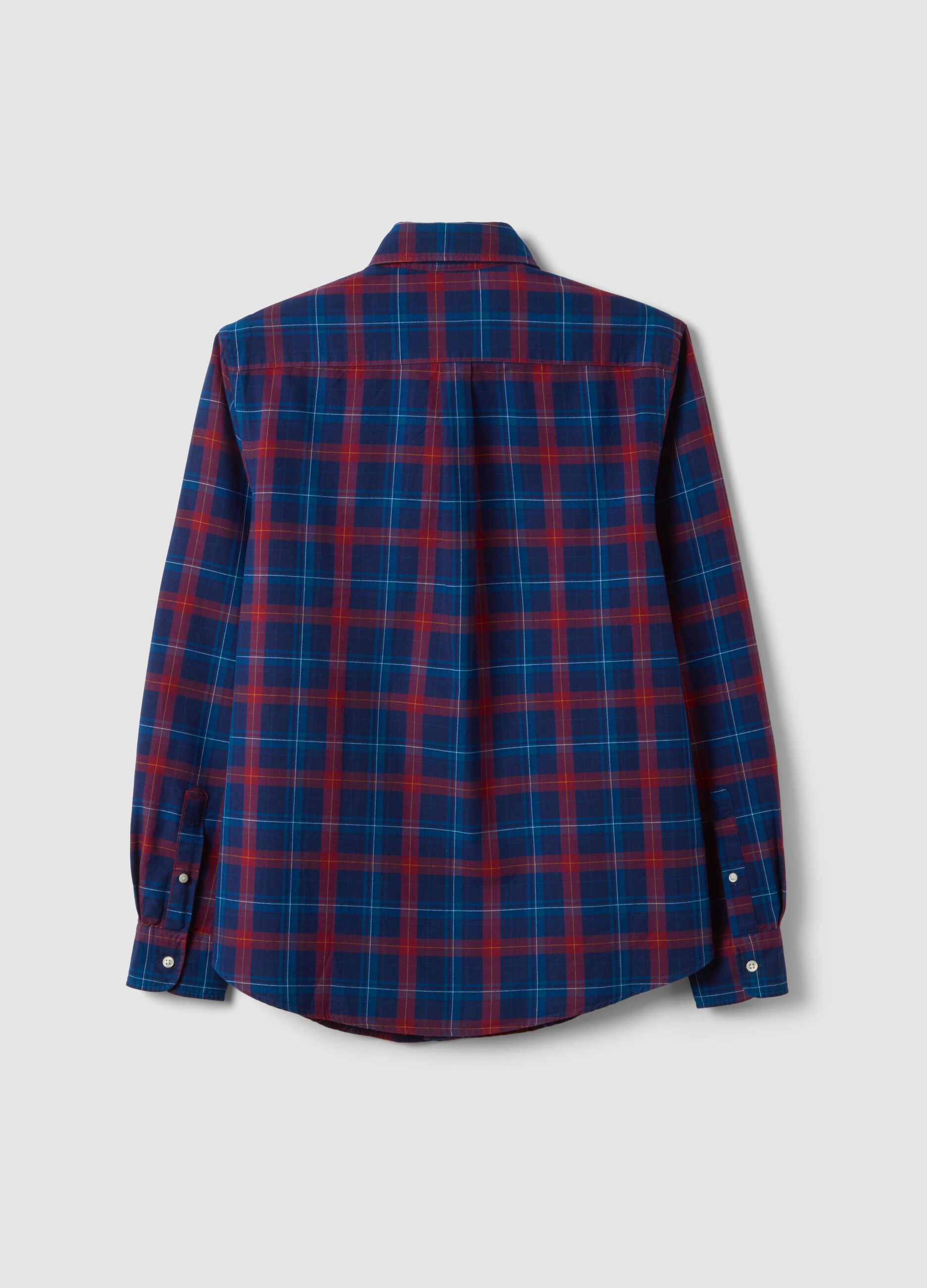 Blue checked Oxford shirt in pure cotton, regular fit