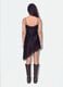 Black viscose-blend dress with deep V-neck and lace_2