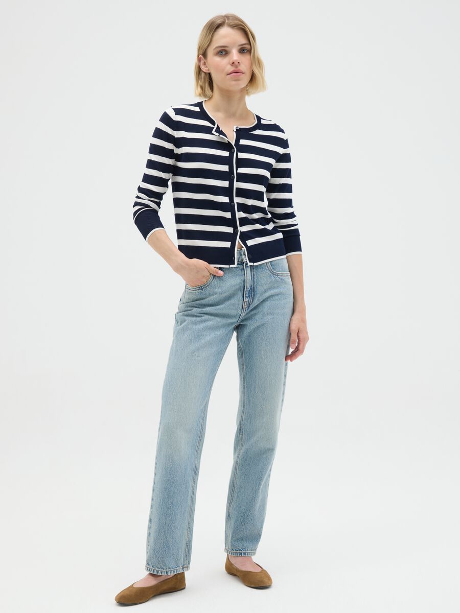 Regular fit multicolour stretch blend cardigan_1