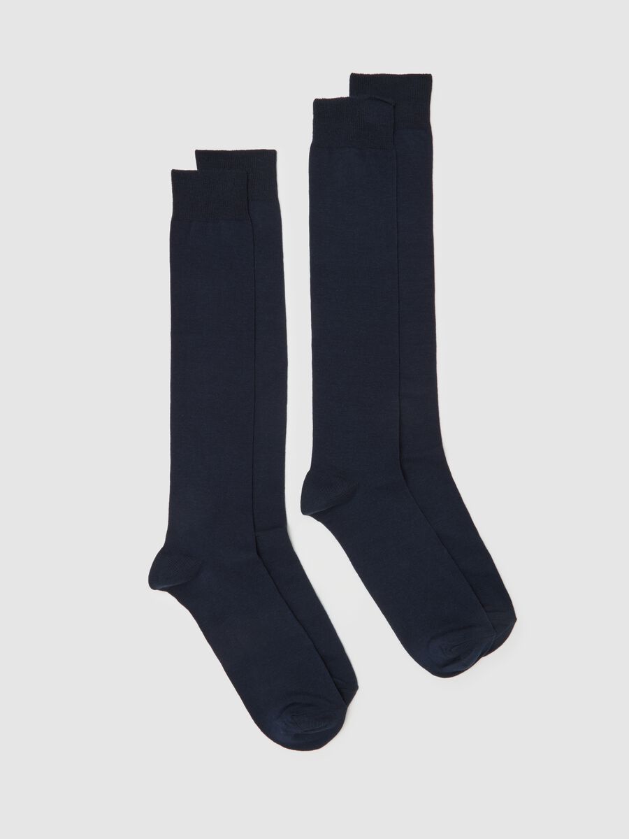 Set bipack calze lunghe in cotone elasticizzato blu_0