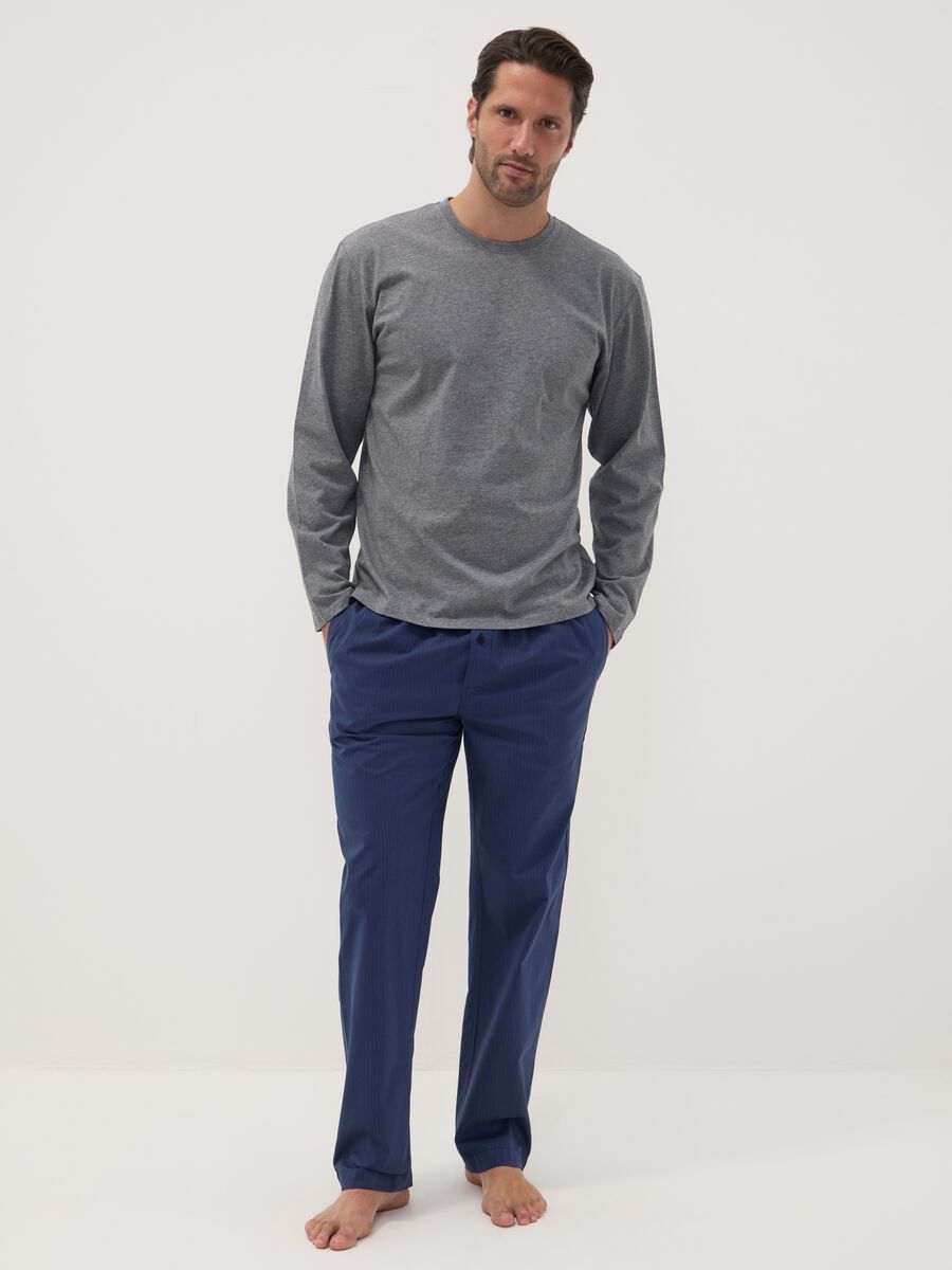 Grey organic cotton crew-neck pyjama top_1