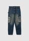 Baggy denim jeans in pure blue cotton with cargo pockets_4