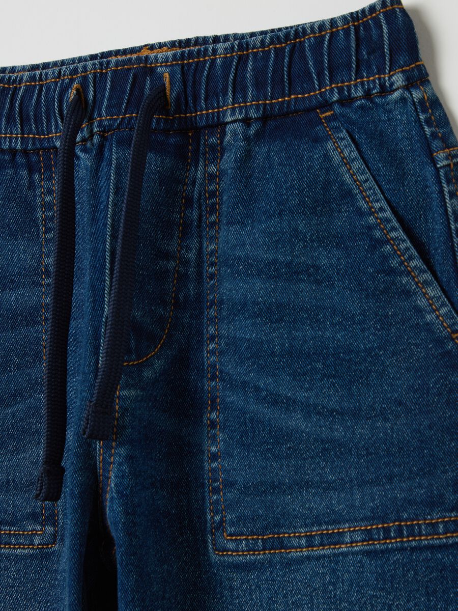 Relaxed-fit joggers in denim with drawstring_2