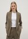 Green regular fit viscose blend blazer with striped cuffs_0