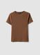 Brown fitted short-sleeve stretch cotton T-shirt_4