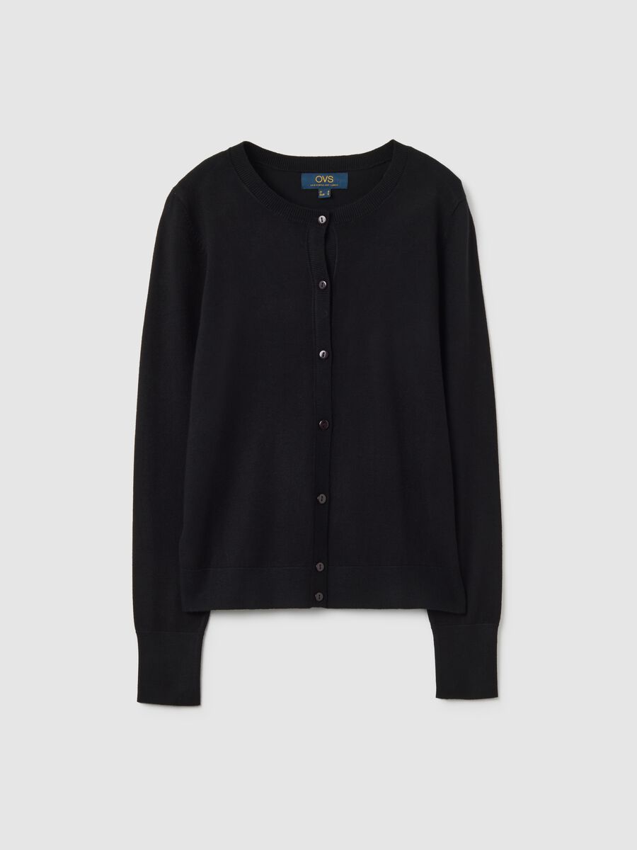 Black Regular Fit Viscose Blend Cardigan_4