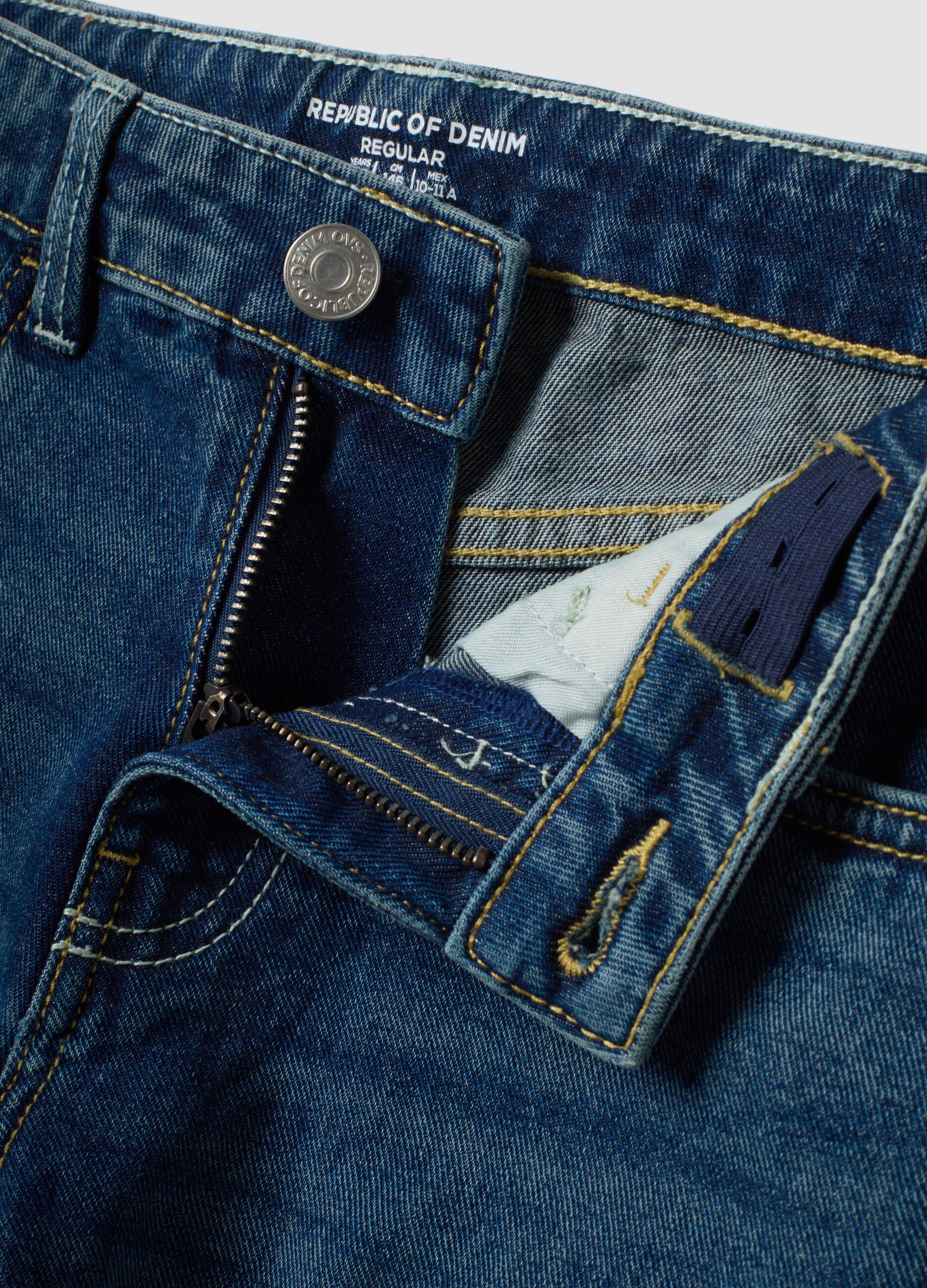 Blue pure cotton regular-fit jeans for boys