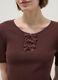 Brown regular fit viscose blend T-shirt with bows_3
