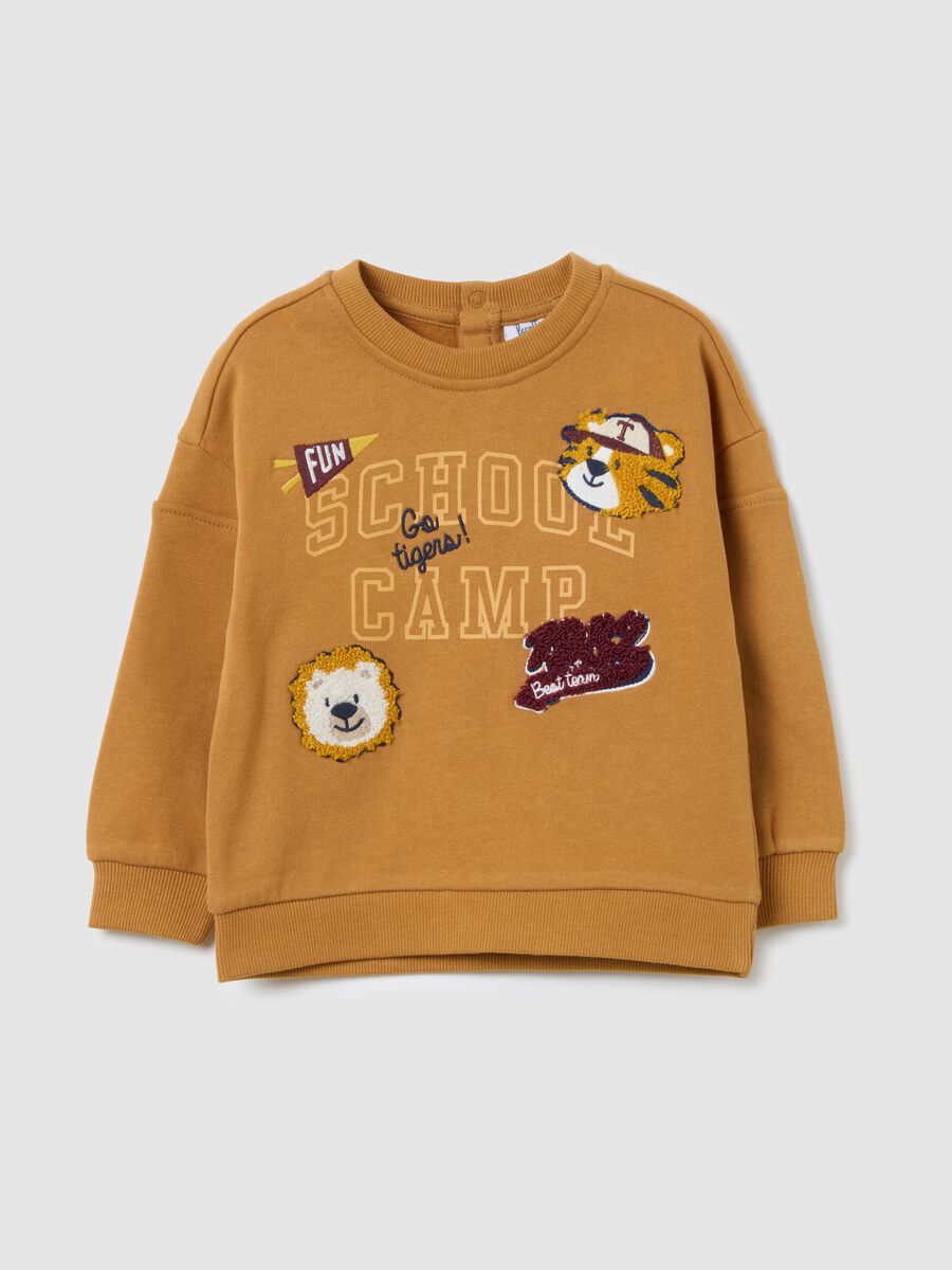 Felpa da bambino in puro cotone marrone regular fit_0