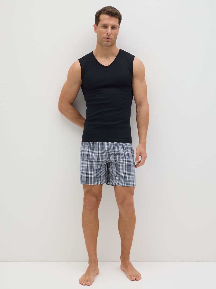 Black cotton dress with V neck_0