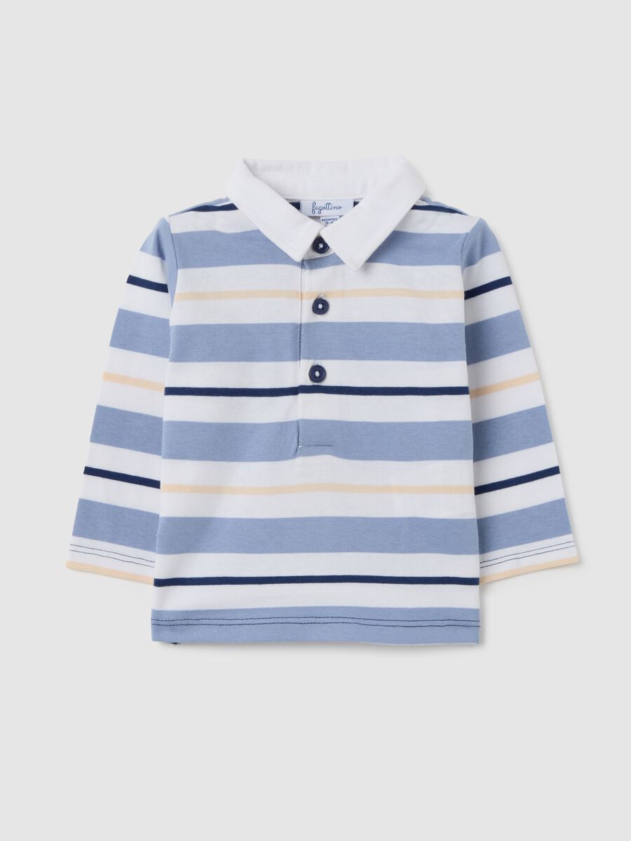 Baby Polo in Pure Cotton with Multicolor Stripes Regular Fit_0