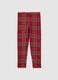 Girls' red check leggings in stretchy cotton_0